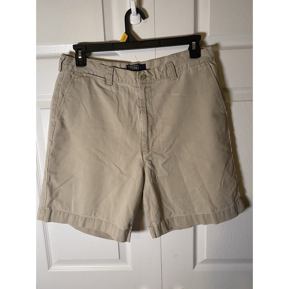 Polo Ralph Lauren Men's Beige Chino Shorts Cotton Button Pockets Belt Loops